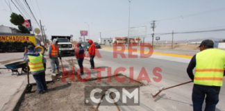 Programa de Bacheo Emergente los 2 mil 402.3 metros cuadrados de superficie reparada