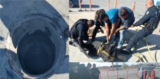 Cae en alcantarilla y se golpea la cabeza; lo rescatan policías